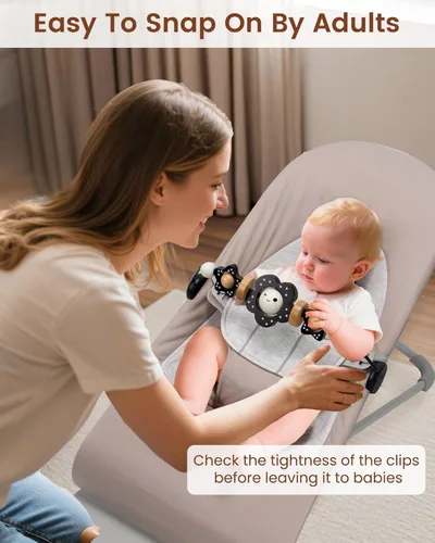 Miniatura 6 de TinlyFinly Baby Bouncer - Barra de juguete de madera compatible con Baby Bjorn Bouncer, accesorio de juguete de ajuste apretado y seguro, muy