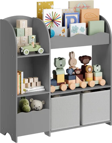 Miniatura 7 de SONGMICS Organizador de juguetes y libros para niños, estantería y almacenamiento de juguetes, organizador de almacenamiento con 2 cajas de Blanco
