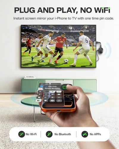 Miniatura 2 de Adaptador de pantalla inalámbrico iOS 4K Plug & Play de doble banda 2.4G+5G, AIMIBO HDMI inalámbrico para i-Phone i-Pad Android Tablet Laptop