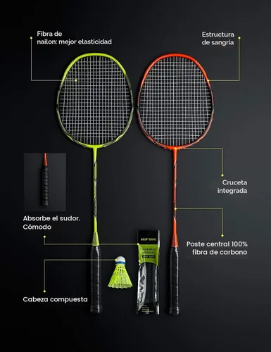 Miniatura 2 de Raquetas de bádminton profesionales de fibra de carbono para patios traseros y gimnasio Paquete de 2 piezas