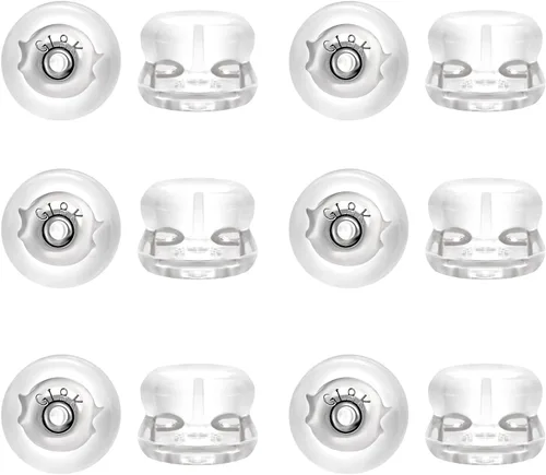 Miniatura 10 de Pendiente trasero para orejas caídas, pendientes de silicona de oro de 18 quilates para aretes pesados, soporte de goma plana para aretes de soporte