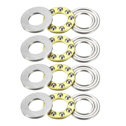 Miniatura 6 de uxcell F12-21M Rodamientos axiales de bolas de 0.472 in x 0.827 in x 0.197 in de acero cromado de una sola dirección 4pcs
