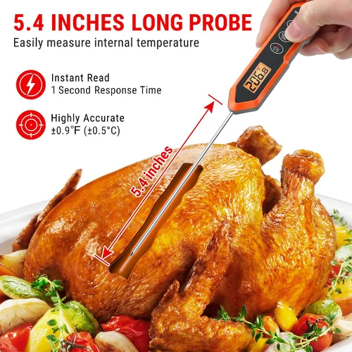 Miniatura 2 de ThermoPro TP15H - Termómetro de alimentos resistente al agua de lectura instantánea para cocinar, sonda de termómetro de carne digital