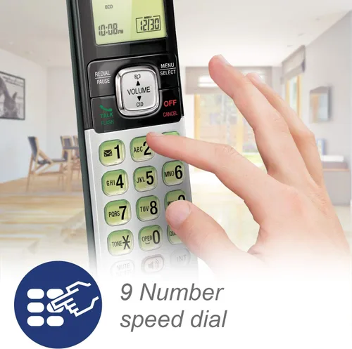 Miniatura 9 de Teléfono Vtech DECT 6.0 con identificador de llamadas / llamada en espera, plata / negro con 2 auriculares inalámbricos, Azul 1 Auricular Azul