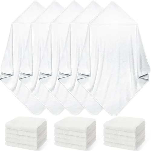 Miniatura 8 de Buryeah Juego de 5 toallas de baño para bebé y 15 paños para bebé, toallas con capucha para recién nacidos, bebés y niños pequeños, toallas suaves