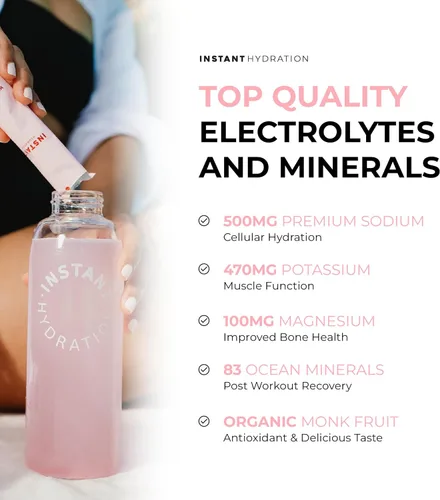 Miniatura 3 de Instant Hydration Paquetes de Polvo de Electrolitos - Mezcla de Bebida de Electrolitos de Sandía - Sin Azúcar - Keto, Vegano, Sin Gluten, Sin OGM