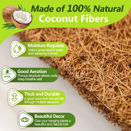 Miniatura 2 de TigeJoy 2 forros de fibra de coco de 12 pulgadas para cestas colgantes, inserto de maceta de fibra de coco 100% natural, forros redondos de coco