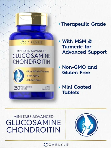 Miniatura 3 de Carlyle Glucosamina Condroitina MSM 250 Mini Tabletas Fórmula avanzada con cúrcuma Sin OMG, sin gluten