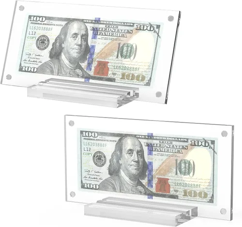 Miniatura 7 de Marco de billetes de dólar, 4 piezas de soporte para billetes de dólar para coleccionistas, protector de billetes de moneda