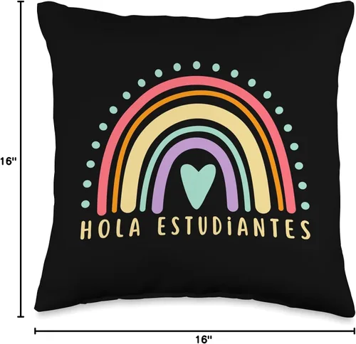 Miniatura 4 de Hola Estudiantes Cute Spanish Teacher Maestra De Español - Almohada (16 x 16 pulgadas), multicolor