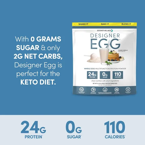 Miniatura 7 de Designer Wellness, Designer Egg, proteína en polvo natural de yema de huevo y clara de huevo, apto para dieta keto y paleo, bajo en calorías, menos