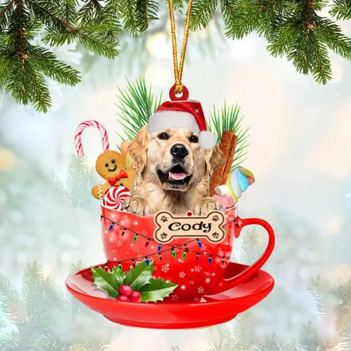 Miniatura 99 de NAZENTI Adorno personalizado de Alaskan Malamute en taza roja, adorno de Navidad personalizado para perros amantes de las mascotas, colgante