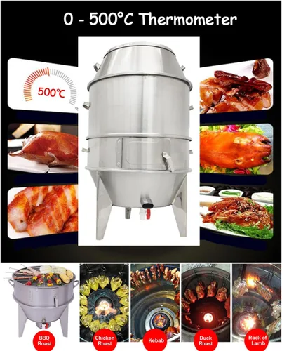 Miniatura 10 de INTBUYING Horno asador de pato de carbón de 3 niveles, 23.6 x 53 pulgadas, máquina de asar de acero inoxidable para pato de Pekín, barbacoa, pollo