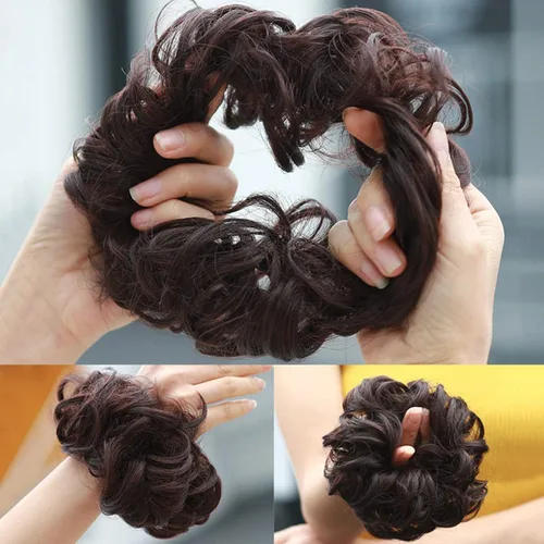 Miniatura 3 de Cabello sintético despeinado, grueso, extensiones para coleta, cabello recogido