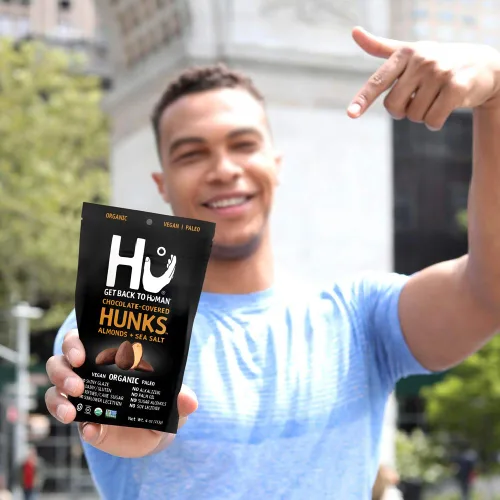Miniatura 6 de Hu Hunks - Almendras veganas cubiertas de chocolate con sal marina, paquete de 6 unidades, sin OMG, sin gluten, paleo, chocolate negro orgánico