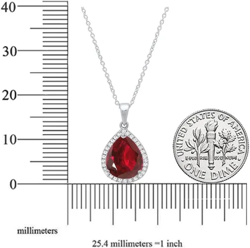 Miniatura 8 de Dazzlingrock Collection Colgante de lágrima de diamante de corte de pera de 18K 10X7 MM creado en laboratorio y diamante de corte redondo, oro blanco