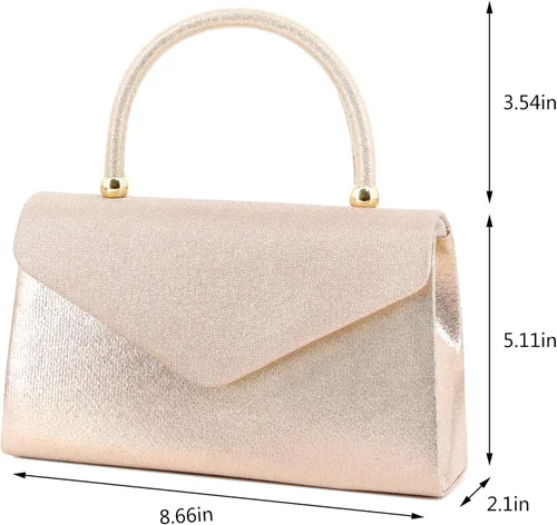 Miniatura 7 de Naimo Bolso de mano de noche de cristal brillante, bolso cruzado con asa superior, bolso de hombro para boda, fiesta, novia