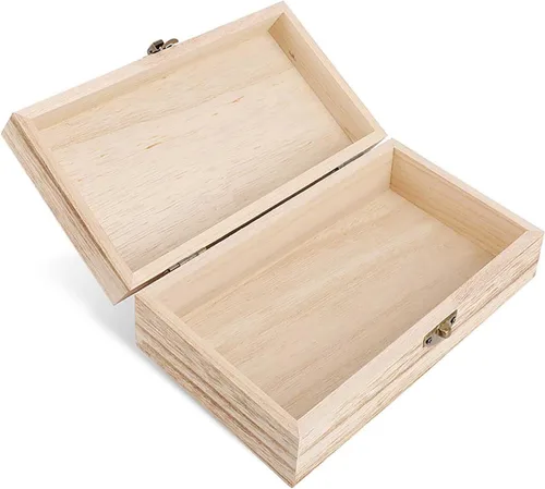 Miniatura 8 de Lily and Frog - Caja de almacenamiento de madera grande retro con tapa con bisagras, 7.9 x 3.9 x 2.3 pulgadas, caja de recuerdos, estuche