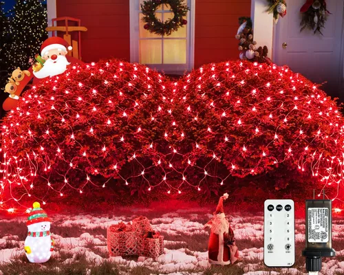 Miniatura 13 de JMEXSUSS - Luces de red para exteriores impermeables, de 12 x 5 pies, con enchufe y 8 modos con control remoto, 360 luces LED para decoración