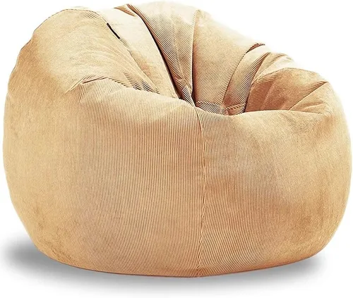 Miniatura 7 de Funda de sofá de pana para puf, puf otomano, puf grande, puff sac reclinable, asiento de esquina para el suelo, futón (color café, tamaño: 27.6 in)