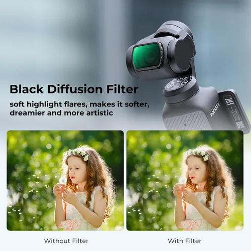 Miniatura 5 de K&F Concept Filtro de Difusión Magnético Negro de 1/4 para DJI Osmo Pocket 3, Filtros Creativos de Efecto Niebla Cinematográfica para el Combo