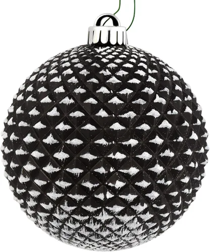 Vickerman Adorno de bola de purpurina Durian negra de 2.75 pulgadas. Incluye 12 adornos por paquete.