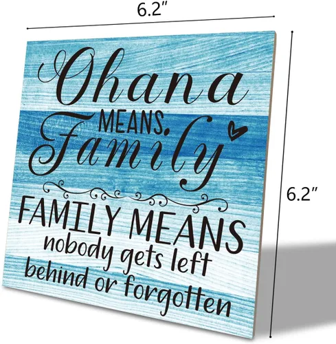 Miniatura 2 de Placa de Madera Familiar, "La Familia Significa Que Nadie Se Queda Atrás o Se Olvida", 15.7x15.7 cm Cartel de Arte de Mesa, Decoración de Cita