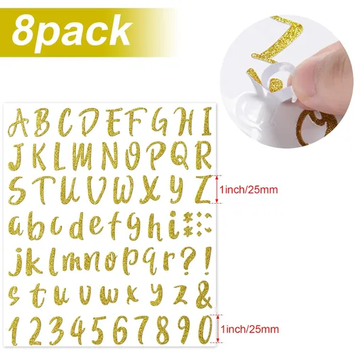 Miniatura 2 de 576 piezas de 8 hojas de calcomanías de letras de graduación, letras de vinilo autoadhesivas, calcomanías de números del alfabeto, calcomanías