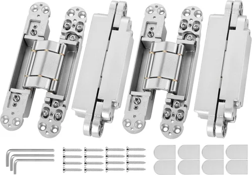 Miniatura 15 de Bisagras invisibles mejoradas para puerta (2 piezas) – Bisagras ocultas negras de 6 pulgadas para puertas, ajustable de 3 vías y columpio de 180