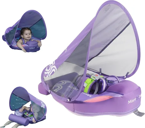Miniatura 13 de Flotador de piscina para bebé con toldo ajustable 3D UPF50+, añade cola, flotador no inflable para piscina, flotadores de narval de dibujos animados