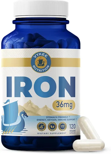 Vykee Nutrition Bisglicinato de hierro - 36 mg para hombres y mujeres, suplemento de hierro suave para ayudar a mantener niveles de hierro