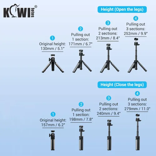 Miniatura 6 de KIWIFOTOS Extensión de trípode para cámara con varilla para selfie para Sony ZV1F ZV1 RX100VII RX100VA A6400 A6300 A6600 Fujifilm X100VI, X100V