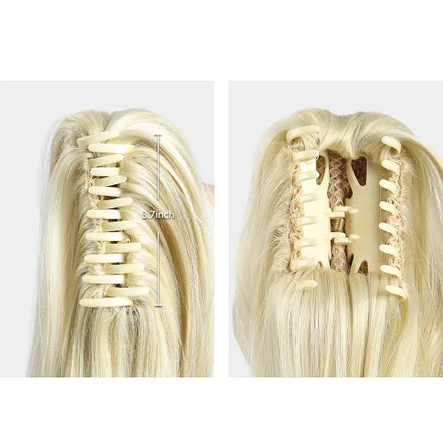 Miniatura 5 de Extensiones de cola de caballo de cabello rubio, extensiones de cola de caballo para mujer, pinza de extensiones de cabello rizado de 12 pulgadas