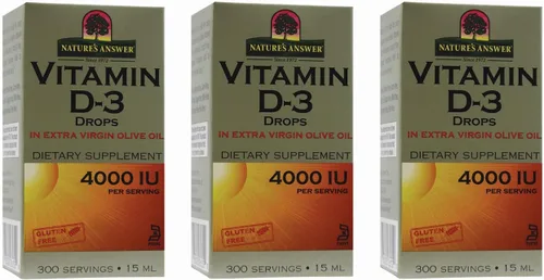 Miniatura 3 de Nature's Answer Gotas de vitamina D-3 Mezclado con aceite de oliva dorado virgen extra Se absorbe rápidamente en el cuerpo Sin rellenos, sin