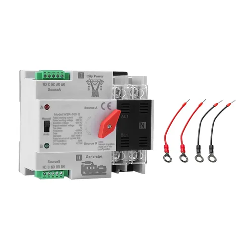 Miniatura 9 de Interruptor de transferencia automática/manual de 63amp AC110V 2P 50/60Hz, interruptor mini ATS de 2 polos 63A de doble potencia solar