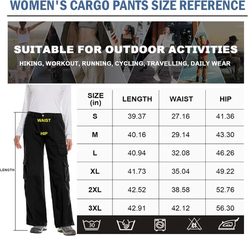 Miniatura 6 de Pantalones cargo de senderismo para mujer, de algodón, casuales, militares, con 7 bolsillos