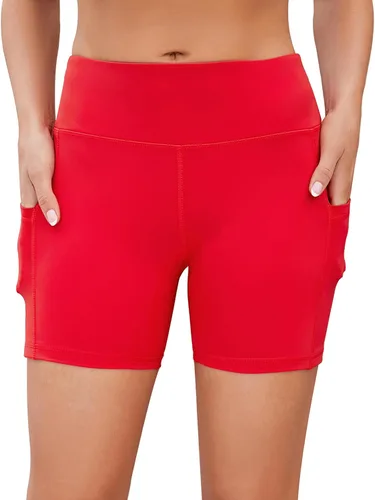 Miniatura 9 de AHLW Pantalones cortos de ciclismo suaves para mujer, con bolsillos, cintura alta, elásticos, cómodos, atléticos, para correr, yoga