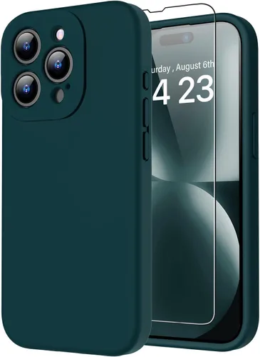 Miniatura 10 de bicol Funda para iPhone 15 Pro con protector de pantalla, protección mejorada del lente de la cámara, funda protectora de silicona líquida suave