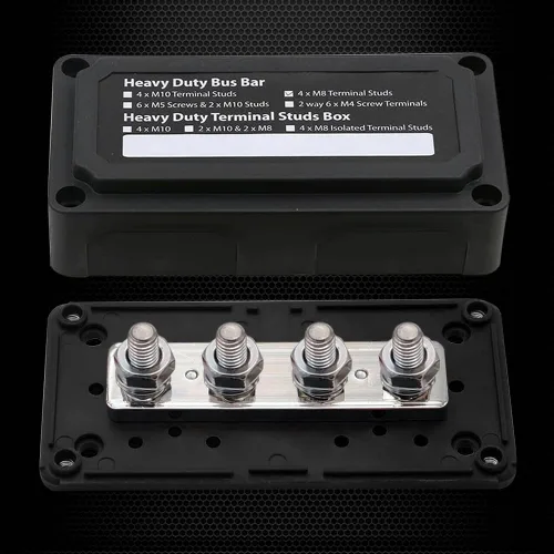Miniatura 4 de 4 pernos M8 (5/16") Bloque de distribución de energía, barra de bus de 12 V, Ampper impermeable HD 200A Bloque de distribución de batería marina