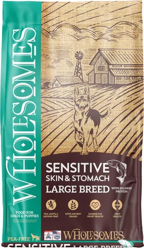 Miniatura 10 de Wholesomes Alimento seco para perros con piel sensible y estómago, receta de proteína de cordero y arroz, granos antiguos altamente digeribles