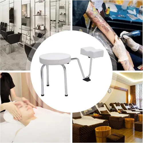 Miniatura 4 de Silla de pedicura moderna, altura ajustable y longitud de hierro y PVC, para el hogar, spa, salón de belleza (blanco)
