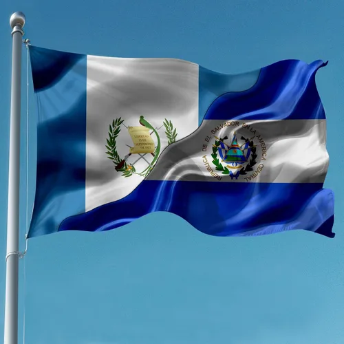 Bandera guatemalteca de Guatemala y El Salvador de 3 x 5 pies de doble cara impresa para interiores y exteriores, bandera decorativa de tela de