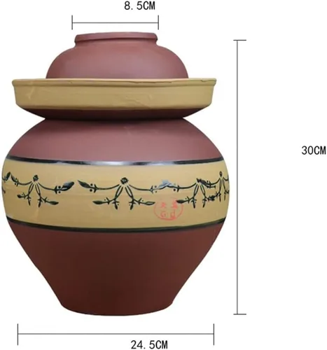 Miniatura 6 de Tarro de encurtido de porcelana china tradicional púrpura, olla de decapado de fermentación de cerámica, tarro de fermentación con sello de agua