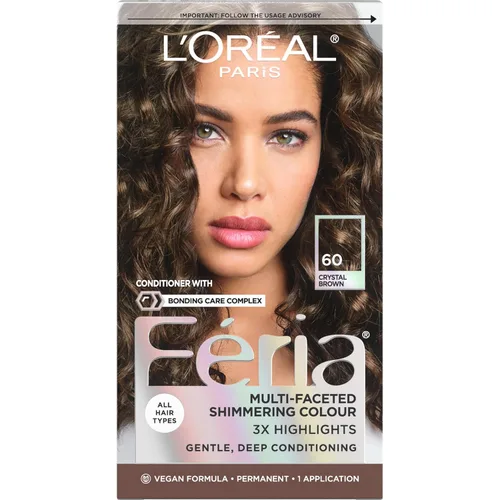 L'Oreal Paris Feria - Tinte permanente multifacético y brillante, 60 Crystal Brown (castaño claro), paquete de 1 60 marrón claro