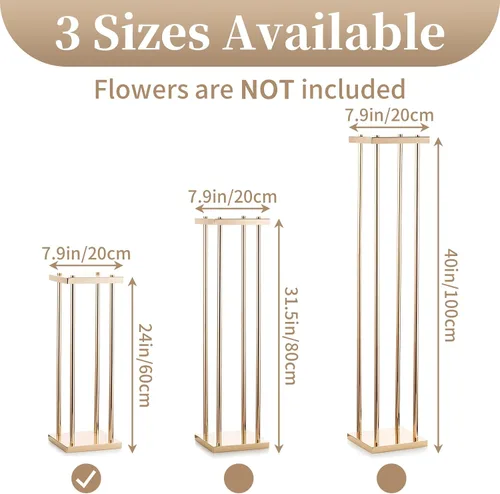 Miniatura 4 de Sziqiqi Jarrones de columna, centros de mesa de boda para mesas con platos, decoración de boda de 2 pies para ceremonia, moderno, rectangular