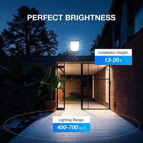 Miniatura 5 de Farolas solares impermeables para exteriores, luz de inundación gran angular de 320°, luz LED de estacionamiento solar con sensor de movimiento