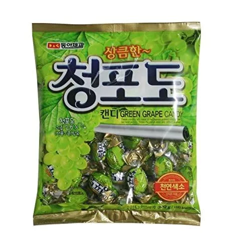 LENITH - Caramelos coreanos surtidos populares con sabor a fruta (uva verde, 9.52 oz)
