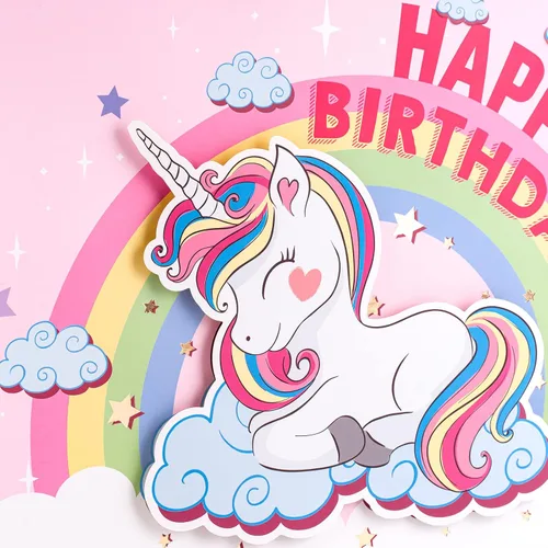 Miniatura 8 de WRAPAHOLIC Bolsa de regalo de cumpleaños extra grande de 16 pulgadas con tarjeta y papel de seda, unicornio de fantasía feliz cumpleaños Unicornio