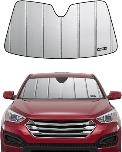 Miniatura 7 de Pigenius Parasol de parabrisas para Hyundai Santa Fe 2019-2023 (5 pasajeros), reversible, color plateado y negro AstraGuard