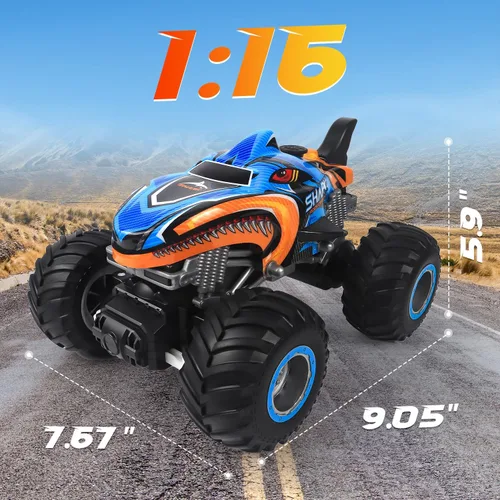 Miniatura 2 de 1:16 Coche de Control Remoto, Camión Monstruo de Control Remoto Todo Terreno 2.4 GHz, Camión RC con 2 Baterías Recargables para 80 Minutos de Juego